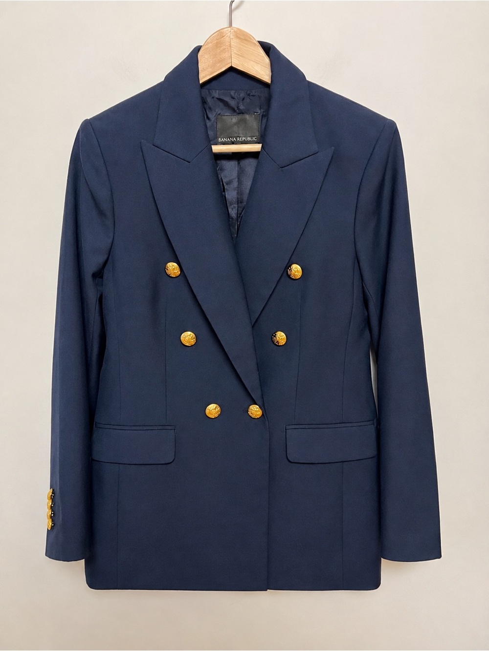 Banana Republic Navy Double-Breasted Blazer with Gold Buttons - Picture 2 of 11